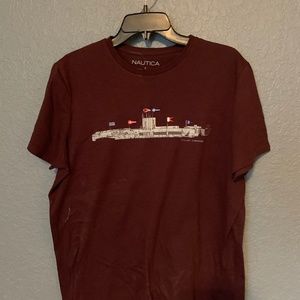 MAROON NAUTICA SHIP T SHIRT SMALL